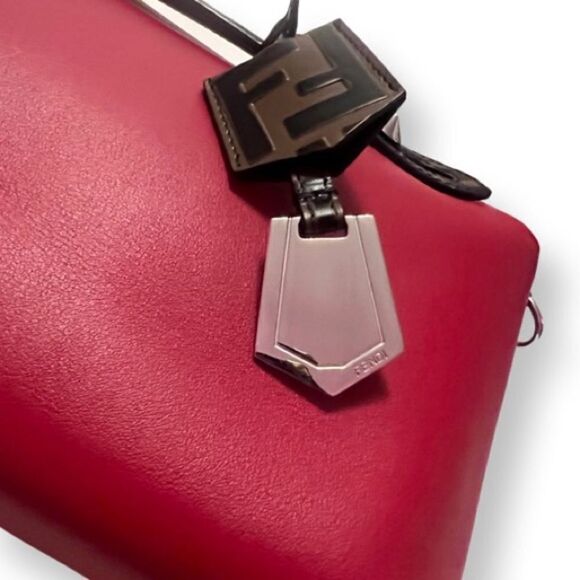 Fendi Small By The Way Red With FF Embossed Handles - Picture 5 of 13